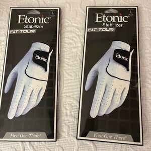 NWT 2 Etonic Stabilizer F1T Tour Men's White Golf Gloves—SIZE L FOR RIGHT HAND